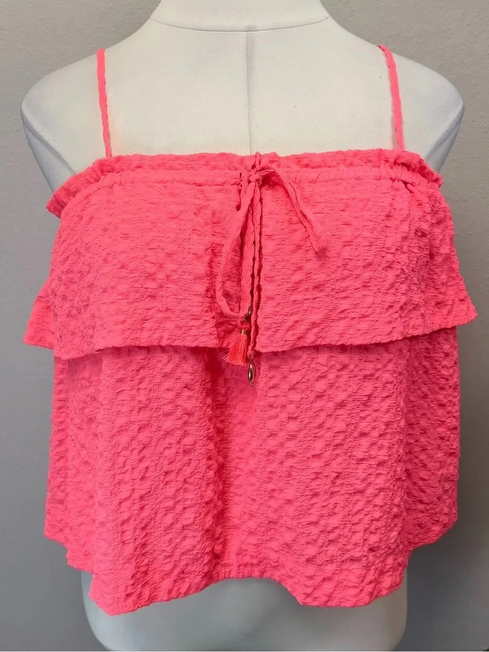Lilly Pulitzer Neon Pink Flounce Tank Top - Size Medium